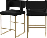 Caleb Contemporary Counter Stool Set of 2 – Luxurious Velvet Design with Stylish Square Backrest