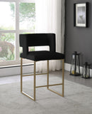 Caleb Contemporary Counter Stool Set of 2 – Luxurious Velvet Design with Stylish Square Backrest