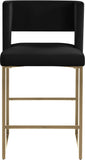 Caleb Contemporary Counter Stool Set of 2 – Luxurious Velvet Design with Stylish Square Backrest