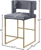 Caleb Contemporary Counter Stool Set of 2 – Luxurious Velvet Design with Stylish Square Backrest