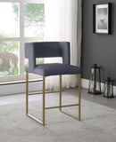 Caleb Contemporary Counter Stool Set of 2 – Luxurious Velvet Design with Stylish Square Backrest