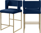 Caleb Contemporary Counter Stool Set of 2 – Luxurious Velvet Design with Stylish Square Backrest