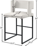 Caleb Contemporary Counter Stool Set of 2 – Luxurious Velvet Design with Stylish Square Backrest