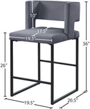 Caleb Contemporary Counter Stool Set of 2 – Luxurious Velvet Design with Stylish Square Backrest