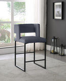 Caleb Contemporary Counter Stool Set of 2 – Luxurious Velvet Design with Stylish Square Backrest