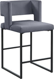 Caleb Contemporary Counter Stool Set of 2 – Luxurious Velvet Design with Stylish Square Backrest