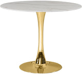 Tulip Contemporary Dining Table with Elegant Faux Marble Top and Stylish Base for Small Spaces