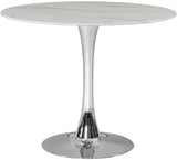 Tulip Contemporary Dining Table with Elegant Faux Marble Top and Stylish Base for Small Spaces