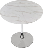 Tulip Contemporary Dining Table with Elegant Faux Marble Top and Stylish Base for Small Spaces