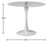 Tulip Contemporary Dining Table with Elegant Faux Marble Top and Stylish Base for Small Spaces