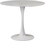 Tulip Contemporary Dining Table with Elegant Faux Marble Top and Stylish Base for Small Spaces