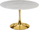 Tulip Contemporary Dining Table with Elegant Faux Marble Top and Stylish Base for Small Spaces