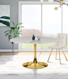 Tulip Contemporary Dining Table with Elegant Faux Marble Top and Stylish Base for Small Spaces