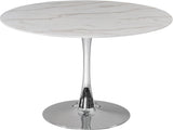 Tulip Contemporary Dining Table with Elegant Faux Marble Top and Stylish Base for Small Spaces