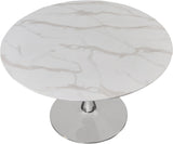 Tulip Contemporary Dining Table with Elegant Faux Marble Top and Stylish Base for Small Spaces