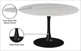 Tulip Contemporary Dining Table with Elegant Faux Marble Top and Stylish Base for Small Spaces