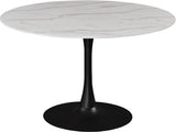 Tulip Contemporary Dining Table with Elegant Faux Marble Top and Stylish Base for Small Spaces