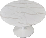 Tulip Contemporary Dining Table with Elegant Faux Marble Top and Stylish Base for Small Spaces