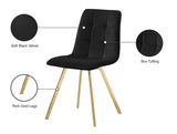 Annie Contemporary Dining Chair Set - Luxurious Velvet with Gold Legs, Stylish Box Tufting Design