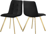 Annie Contemporary Dining Chair Set - Luxurious Velvet with Gold Legs, Stylish Box Tufting Design