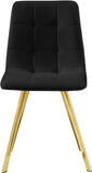 Annie Contemporary Dining Chair Set - Luxurious Velvet with Gold Legs, Stylish Box Tufting Design