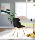Annie Contemporary Dining Chair Set - Luxurious Velvet with Gold Legs, Stylish Box Tufting Design