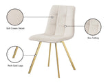 Annie Contemporary Dining Chair Set - Luxurious Velvet with Gold Legs, Stylish Box Tufting Design
