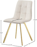 Annie Contemporary Dining Chair Set - Luxurious Velvet with Gold Legs, Stylish Box Tufting Design