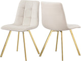 Annie Contemporary Dining Chair Set - Luxurious Velvet with Gold Legs, Stylish Box Tufting Design