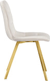 Annie Contemporary Dining Chair Set - Luxurious Velvet with Gold Legs, Stylish Box Tufting Design