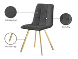 Annie Contemporary Dining Chair Set - Luxurious Velvet with Gold Legs, Stylish Box Tufting Design
