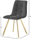 Annie Contemporary Dining Chair Set - Luxurious Velvet with Gold Legs, Stylish Box Tufting Design