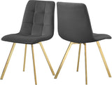 Annie Contemporary Dining Chair Set - Luxurious Velvet with Gold Legs, Stylish Box Tufting Design