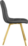 Annie Contemporary Dining Chair Set - Luxurious Velvet with Gold Legs, Stylish Box Tufting Design