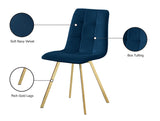 Annie Contemporary Dining Chair Set - Luxurious Velvet with Gold Legs, Stylish Box Tufting Design