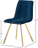 Annie Contemporary Dining Chair Set - Luxurious Velvet with Gold Legs, Stylish Box Tufting Design