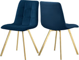 Annie Contemporary Dining Chair Set - Luxurious Velvet with Gold Legs, Stylish Box Tufting Design