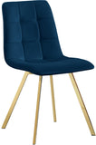 Annie Contemporary Dining Chair Set - Luxurious Velvet with Gold Legs, Stylish Box Tufting Design