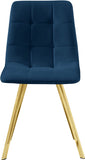 Annie Contemporary Dining Chair Set - Luxurious Velvet with Gold Legs, Stylish Box Tufting Design