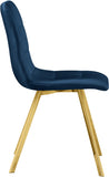 Annie Contemporary Dining Chair Set - Luxurious Velvet with Gold Legs, Stylish Box Tufting Design