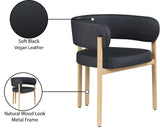 Gideon Dining Chairs Set of 2 - Stylish Vegan Leather with Natural Wood Look, Perfect for Modern Homes