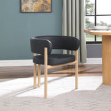 Gideon Dining Chairs Set of 2 - Stylish Vegan Leather with Natural Wood Look, Perfect for Modern Homes