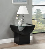 Beverwil End Table - Art Deco Glamour with Elegant Glass Top and Stunning Geometric Design