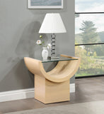 Beverwil End Table - Art Deco Glamour with Elegant Glass Top and Stunning Geometric Design