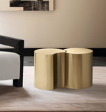 Dimple End Table - Contemporary Brushed Iron Design with Modular Shape for Stylish Living Spaces