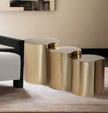 Dimple End Table – Stylish Brushed Metal Design for Contemporary Living Spaces and Modular Styling