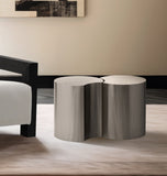 Dimple End Table - Contemporary Brushed Iron Design with Modular Shape for Stylish Living Spaces
