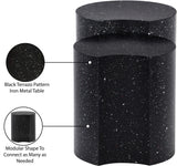 Dimple Black End Table - Contemporary Iron Design with Stylish Terrazo Pattern for Modern Spaces