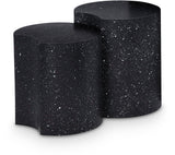 Dimple Black End Table - Contemporary Iron Design with Stylish Terrazo Pattern for Modern Spaces