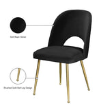 Logan Contemporary Dining Chair Set with Comfortable Foam Cushioning and Elegant Gold Legs